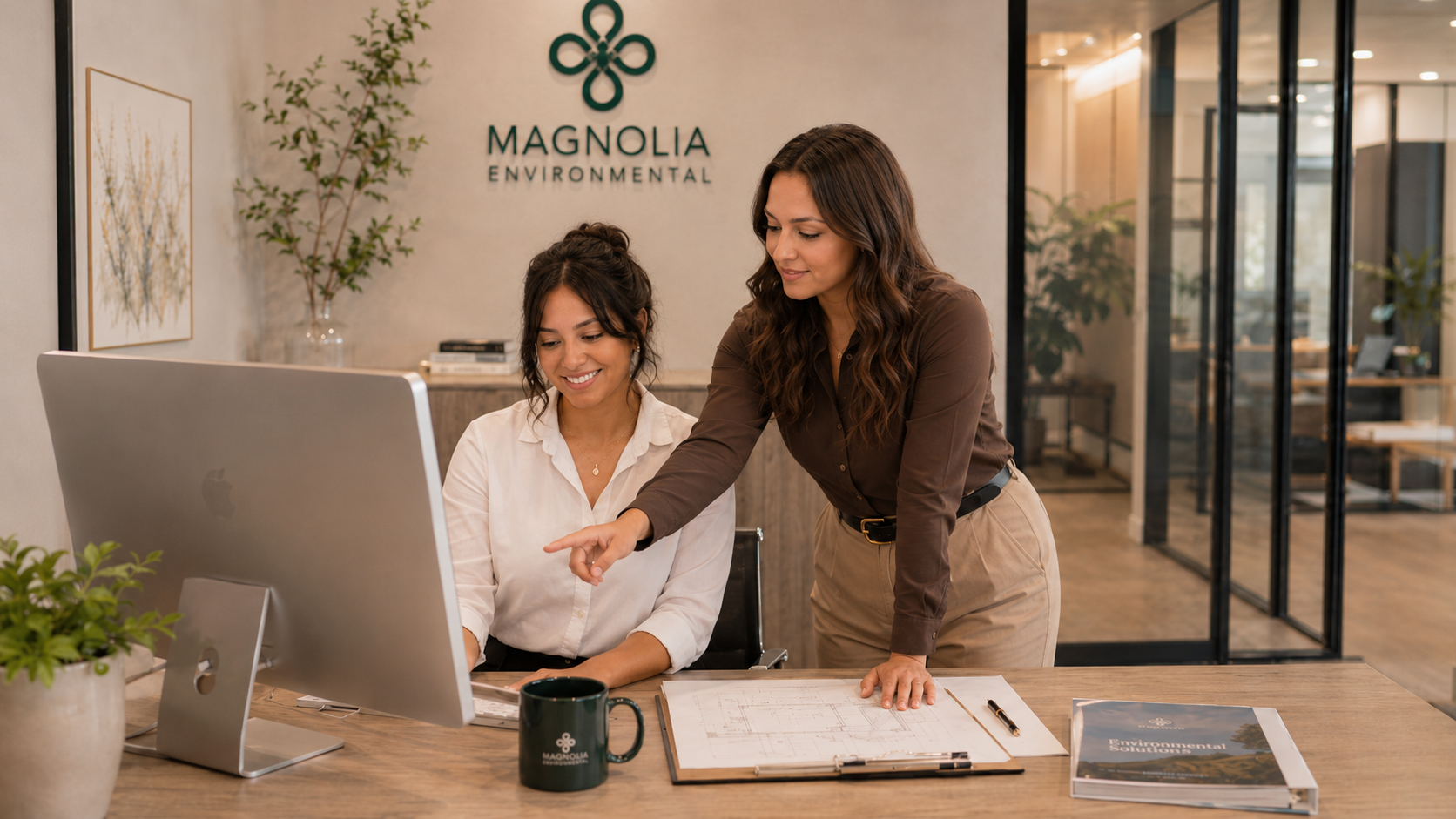 Magnolia Environmental certified industrial hygienist performing air quality sampling